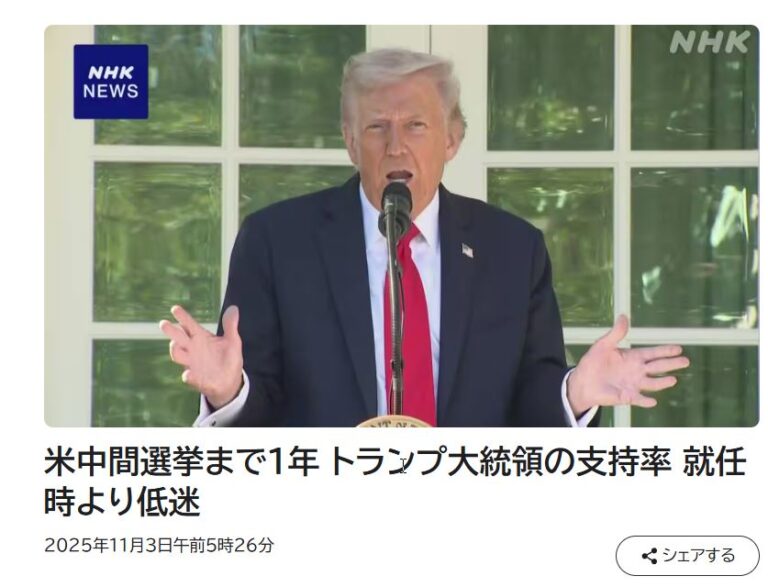 《図1》米中間選挙まで1年 トランプ大統領の支持率 就任時より低迷 _ NHKニュース _ アメリカ、トランプ大統領、海外の選挙 - Google Chrome00
